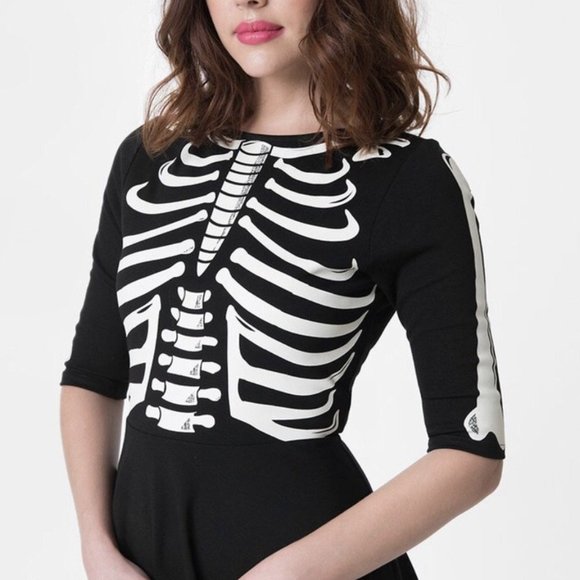 Unique Vintage Black Skeleton Bones Graves Swing D - Picture 4 of 7